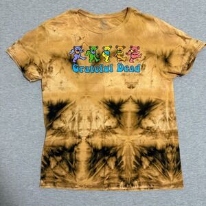 Grateful Dead Dancing Bears Tie Dye T-Shirt Brown Black Graphic Tee Mens Large